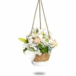 Farmlyn Creek Rope Hanging Planter, Woven Ceiling Plant Basket Hanger, 8 x 8 x 6"