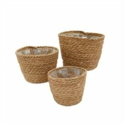 Juvale 3 Piece Seagrass Planter Pots Set with Plastic Lining, 3 Woven Baskets for Indoor & Outdoor Plants, 3 Sizes -Cheap Planters Store unnamed file 2092