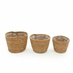 Juvale 3 Piece Seagrass Planter Pots Set with Plastic Lining, 3 Woven Baskets for Indoor & Outdoor Plants, 3 Sizes -Cheap Planters Store unnamed file 2093