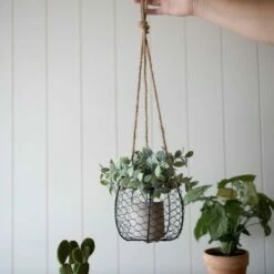 Hanging Basket Black Metal & Jute Planter - Foreside Home & Garden -Cheap Planters Store unnamed file 2104