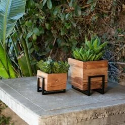Set of 2 Wood/Metal Square Planters Brown/Black - Sagebrook Home -Cheap Planters Store unnamed file 2126