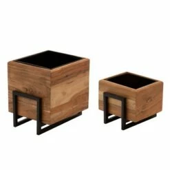 Set of 2 Wood/Metal Square Planters Brown/Black - Sagebrook Home -Cheap Planters Store unnamed file 2127