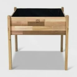 GRO Products 36" x 36" x 34" High Elevated Rectangular Garden Bed Planter With Fitted Liner Cedar