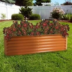 Sunnydaze Decor Sunnydaze Outdoor Vegetable or Flower Galvalume Steel Raised Garden Bed for Backyard or Garden - Rectangle - 71" - Brown