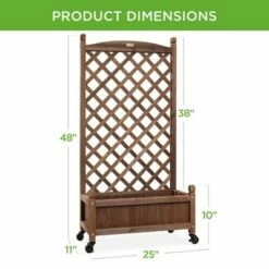 Best Choice Products Set of 2 48in Wood Planter Box & Diamond Lattice Trellis, w/ Drainage, Optional Wheels - Walnut -Cheap Planters Store unnamed file 2164