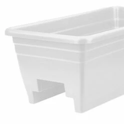 The HC Companies HC Companies heavy duty 24-Inch Width Deck Rail Box Planter, White w/ plugs