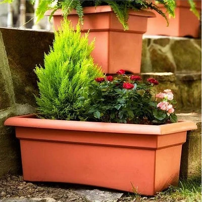 26" x 11" Veranda Rectangular Window Deck Box Planter - Bloem Terra Cotta 5 26" x 11" Veranda Rectangular Window Deck Box Planter - Bloem Terra Cotta - Image 3