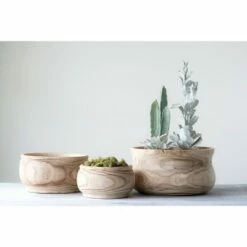 7.5" x 14" Paulownia Wood Planter Natural - 3R Studios