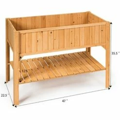Costway Raised Garden Bed Elevated Planter Box Shelf Standing Garden Herb Garden Wood