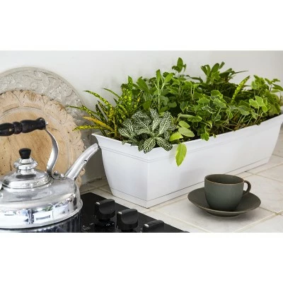 The HC Companies ECW24000A10 Indoor Outdoor 24 Inch Eclipse Series Window Flower Garden Ornamental Planter Box with Removable Attached Saucer, White 4 The HC Companies ECW24000A10 Indoor Outdoor 24 Inch Eclipse Series Window Flower Garden Ornamental Planter Box with Removable Attached Saucer, White - Image 2