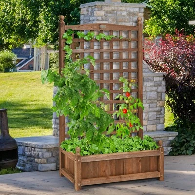 Costway Solid Wood Planter Box with Trellis Weather-Resistant Outdoor 25''x11''x48'' 4 Costway Solid Wood Planter Box with Trellis Weather-Resistant Outdoor 25''x11''x48'' - Image 2