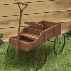 The Lakeside Collection Lakeside Wooden Country Planter Wagon with 2 Planting Sections -Cheap Planters Store unnamed file 2340