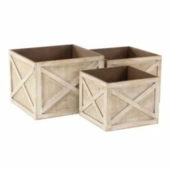 Set of 3 Farmhouse Wooden Crate Planters - Olivia & May Faded -Cheap Planters Store unnamed file 2348