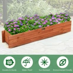 Costway 28/36/40 Inch Wooden Flower Planter Box Garden Yard Decorative Window Box Rectangular -Cheap Planters Store unnamed file 2363