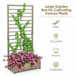 Costway 2PC 68in Wood Planter Box w/Trellis Raised Garden Bed for Climbing Plant -Cheap Planters Store unnamed file 2381