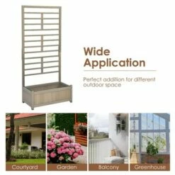 Costway 2PC 68in Wood Planter Box w/Trellis Raised Garden Bed for Climbing Plant -Cheap Planters Store unnamed file 2382