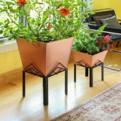 23"Hx16.25"W Indoor/Outdoor Square Copper Plated Galvanized Steel Flower Box with Black Wrought Iron Plant Stand - ACHLA Designs -Cheap Planters Store unnamed file 2398