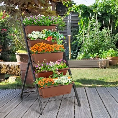 Costway 2PCS 5-Tier Vertical Raised Garden Bed Elevated Planter 5 Container Box 4 Costway 2PCS 5-Tier Vertical Raised Garden Bed Elevated Planter 5 Container Box - Image 2