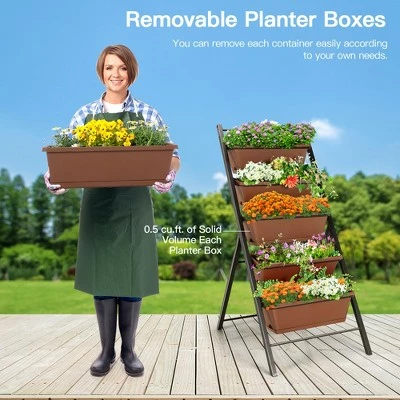 Costway 2PCS 5-Tier Vertical Raised Garden Bed Elevated Planter 5 Container Box 8 Costway 2PCS 5-Tier Vertical Raised Garden Bed Elevated Planter 5 Container Box - Image 6