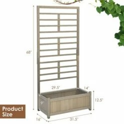Costway 68in Wood Planter Box with Trellis Raised Garden Bed for Climbing Plants -Cheap Planters Store unnamed file 2484