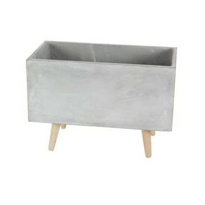 Olivia & May Set of 2 Contemporary Fiber Clay and Beech Wood Rectangular Box Planters - Olivia & Ma Dark Gray 3 Olivia & May Set of 2 Contemporary Fiber Clay and Beech Wood Rectangular Box Planters - Olivia & Ma Dark Gray - Image 2