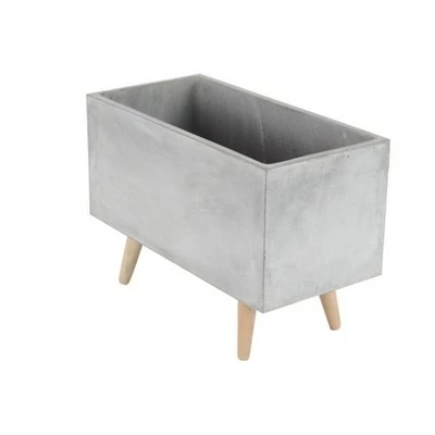 Olivia & May Set of 2 Contemporary Fiber Clay and Beech Wood Rectangular Box Planters - Olivia & Ma Dark Gray 4 Olivia & May Set of 2 Contemporary Fiber Clay and Beech Wood Rectangular Box Planters - Olivia & Ma Dark Gray - Image 3
