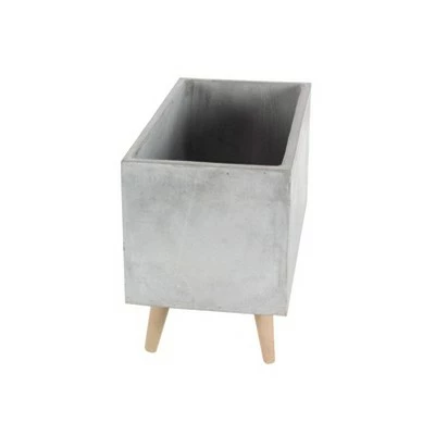 Olivia & May Set of 2 Contemporary Fiber Clay and Beech Wood Rectangular Box Planters - Olivia & Ma Dark Gray 5 Olivia & May Set of 2 Contemporary Fiber Clay and Beech Wood Rectangular Box Planters - Olivia & Ma Dark Gray - Image 4