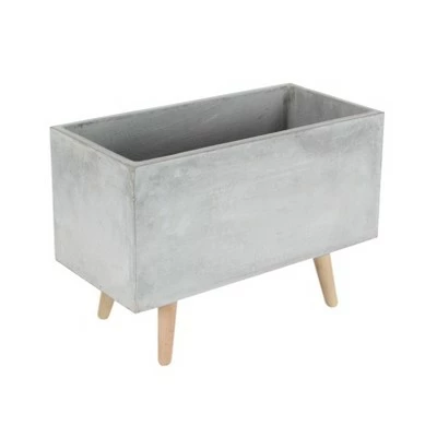 Olivia & May Set of 2 Contemporary Fiber Clay and Beech Wood Rectangular Box Planters - Olivia & Ma Dark Gray 6 Olivia & May Set of 2 Contemporary Fiber Clay and Beech Wood Rectangular Box Planters - Olivia & Ma Dark Gray - Image 5