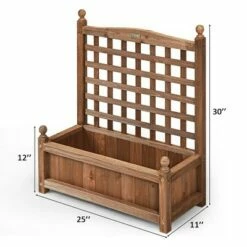 Costway 2 PCS Solid Wood Planter Box with Trellis Weather-Resistant 25"x11"x30" -Cheap Planters Store unnamed file 2526