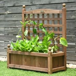 Costway 2 PCS Solid Wood Planter Box with Trellis Weather-Resistant 25"x11"x30" -Cheap Planters Store unnamed file 2527