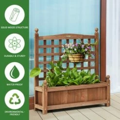 Costway 2 PCS Solid Wood Planter Box with Trellis Weather-Resistant 25"x11"x30" -Cheap Planters Store unnamed file 2528