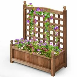 Costway 2 PCS Solid Wood Planter Box with Trellis Weather-Resistant 25"x11"x30" -Cheap Planters Store unnamed file 2532