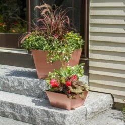 6.5"Hx12.5"W Indoor/Outdoor Square Copper Plated Galvanized Steel Flower Box - ACHLA Designs