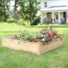 Sunnydaze Decor Sunnydaze Outdoor Square Wood Raised Garden Bed for Flower, Vegetable, and Herb Gardening - 48" Square - Brown