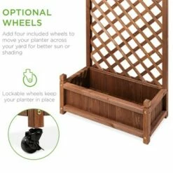Best Choice Products 60in Mobile Wood Planter Box & Diamond Lattice Trellis, w/ Drainage Holes, Optional Wheels - Walnut -Cheap Planters Store unnamed file 2551