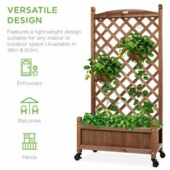 Best Choice Products 60in Mobile Wood Planter Box & Diamond Lattice Trellis, w/ Drainage Holes, Optional Wheels - Walnut -Cheap Planters Store unnamed file 2553