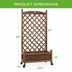 Best Choice Products 60in Mobile Wood Planter Box & Diamond Lattice Trellis, w/ Drainage Holes, Optional Wheels - Walnut -Cheap Planters Store unnamed file 2554