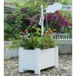 Gardenised White Vinyl Traditional Fence Design Garden Bed Elevated Screwless Raised Planter Box -Cheap Planters Store unnamed file 2572