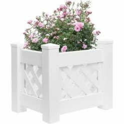 Gardenised White Vinyl Traditional Fence Design Garden Bed Elevated Screwless Raised Planter Box -Cheap Planters Store unnamed file 2577