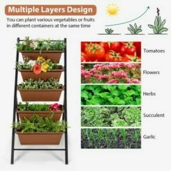 Costway 5-tier Vertical Garden Planter Box Elevated Raised Bed w/5 Container Green -Cheap Planters Store unnamed file 2583