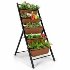 Costway 5-tier Vertical Garden Planter Box Elevated Raised Bed w/5 Container Green -Cheap Planters Store unnamed file 2586