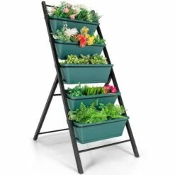 Costway 5-tier Vertical Garden Planter Box Elevated Raised Bed w/5 Container Green -Cheap Planters Store unnamed file 2587