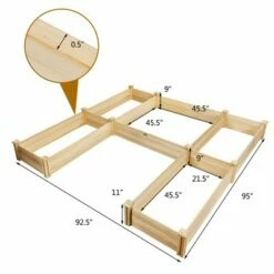 Costway Raised Garden Bed Wooden Garden Box Planter Container U-Shaped Bed 92.5x95x11in