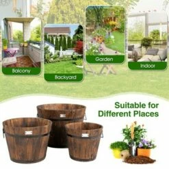 Costway 3 pcs Wooden Planter Barrel Set Decorative Flower Bed Multiple Size 14 Costway 3 pcs Wooden Planter Barrel Set Decorative Flower Bed Multiple Size -Cheap Planters Store unnamed file 2612