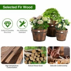 Costway 3 pcs Wooden Planter Barrel Set Decorative Flower Bed Multiple Size 16 Costway 3 pcs Wooden Planter Barrel Set Decorative Flower Bed Multiple Size -Cheap Planters Store unnamed file 2614