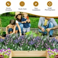 Costway Raised Garden Bed Wooden Garden Box Planter Container U-Shaped Bed 92.5x95x11in -Cheap Planters Store unnamed file 262