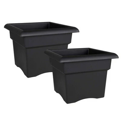 2pk Veranda Deck Box Square Planter Black - Bloem 6 2pk Veranda Deck Box Square Planter Black - Bloem - Image 4