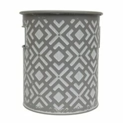 Flower Tin Gray Metal Planter - Foreside Home & Garden