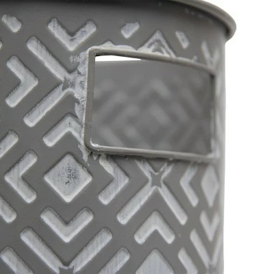 Flower Tin Gray Metal Planter - Foreside Home & Garden 5 Flower Tin Gray Metal Planter - Foreside Home & Garden - Image 3