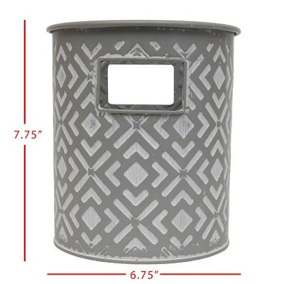 Flower Tin Gray Metal Planter - Foreside Home & Garden 6 Flower Tin Gray Metal Planter - Foreside Home & Garden - Image 4